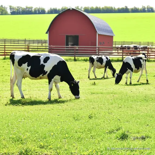 这个农场饲养奶牛以生产牛奶。