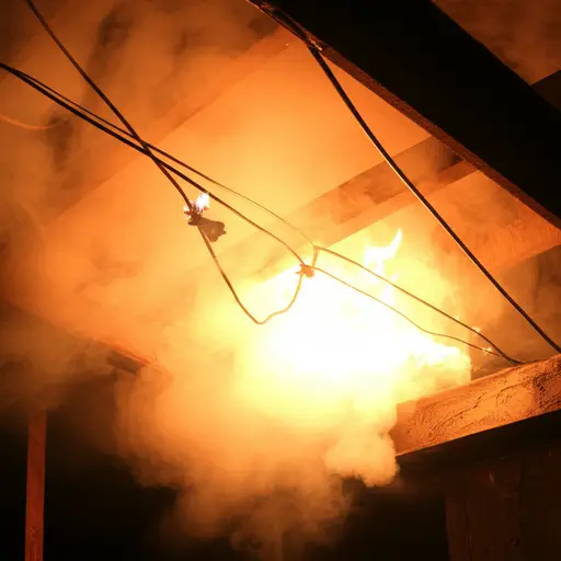 阁楼的电线着火了。