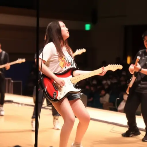 我姐姐是我们学校摇滚乐队的主音吉他手。