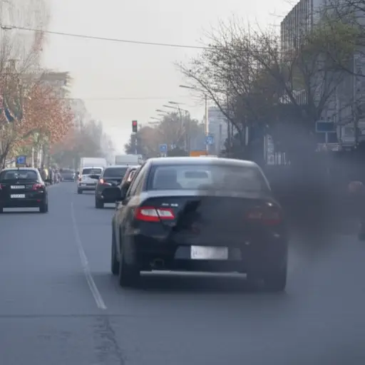 我反对汽车，因为它们的二氧化碳排放破坏大气。