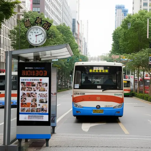 公交车服务每15分钟一班。