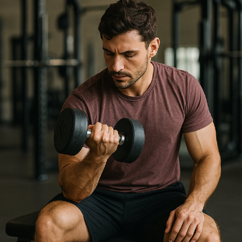 当你弯曲肘部时，二头肌会收缩。