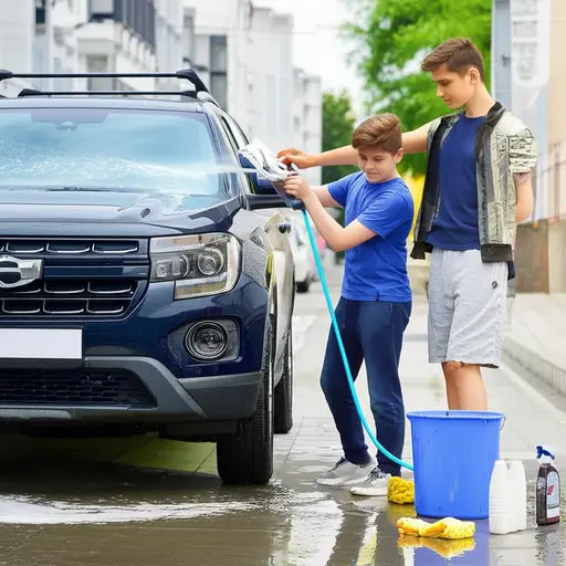 我们可以洗车来赚些钱买必要的材料。