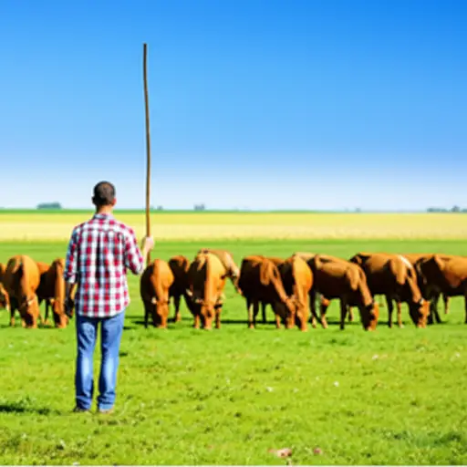 农夫把牛群赶到了那片牧场上吃草。