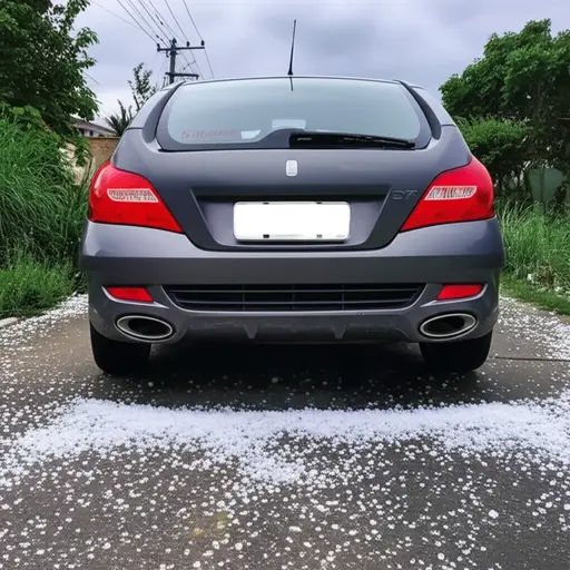 幸亏我的车在下冰雹时没被损坏。