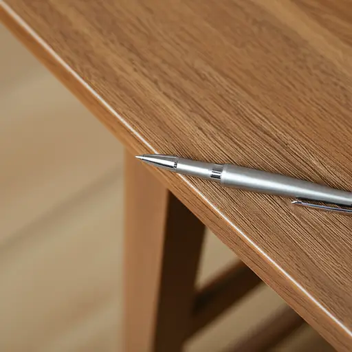 我的笔滚到桌子下面去了。