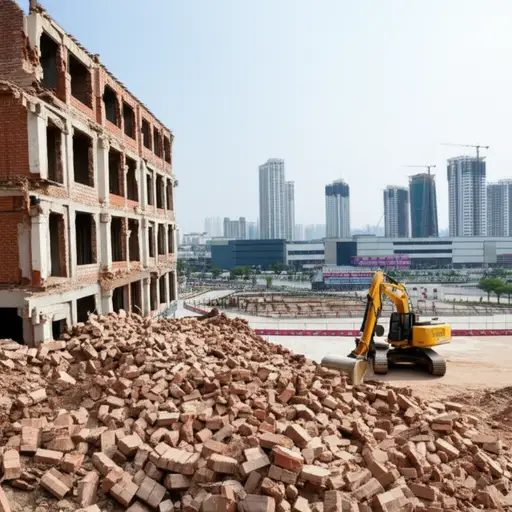 那些旧房子被拆除了，以便为新超市腾出地方。