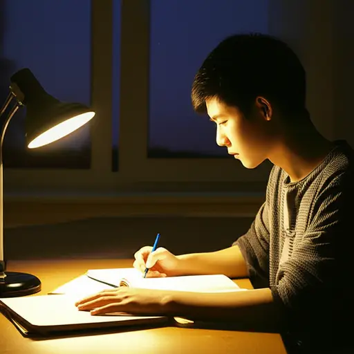 为了通过考试，他学习得非常刻苦。