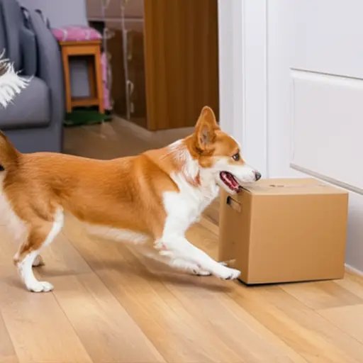 那只狗设法自己把箱子拖进了房间。