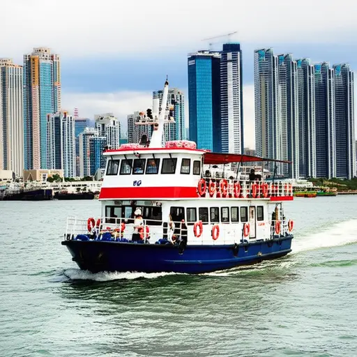 我们乘船游览了港口。