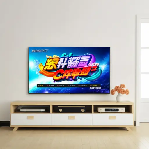 电视上有一个新游戏的广告。