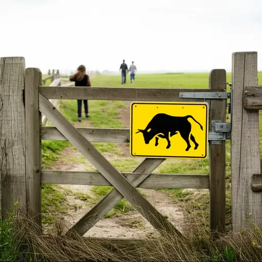 他们没有看到门边的牌子上写着‘小心公牛’。