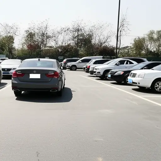 她把车开进了停车场。