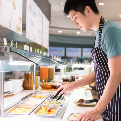 我去了一家自助餐厅吃午餐。