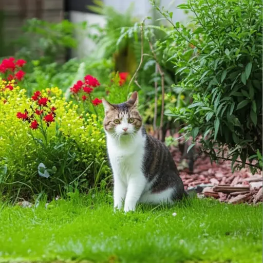 我的猫喜欢在花园里捕鼠。
