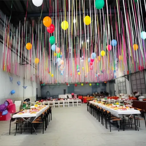 派对策划者们试图掩盖场地只是一个简单仓库的事实。