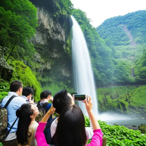 游客们从远方赶来，就为了一睹这座著名瀑布的风采。