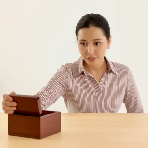 她的好奇心占了上风；她必须看看盒子里面有什么。