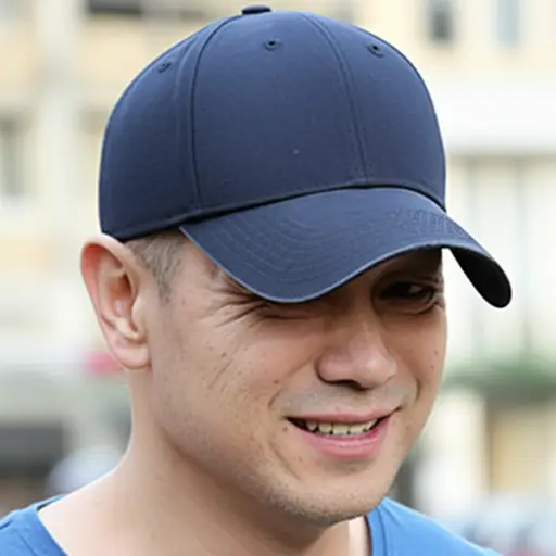 他试图用帽子遮住他的秃斑。