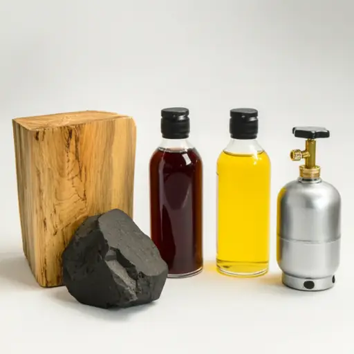 木材、煤炭、石油、汽油和天然气都是不同种类的燃料。