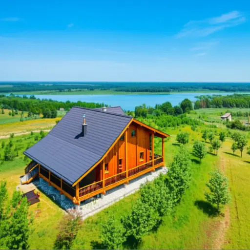 他们的度假屋在乡下，靠近一个湖。