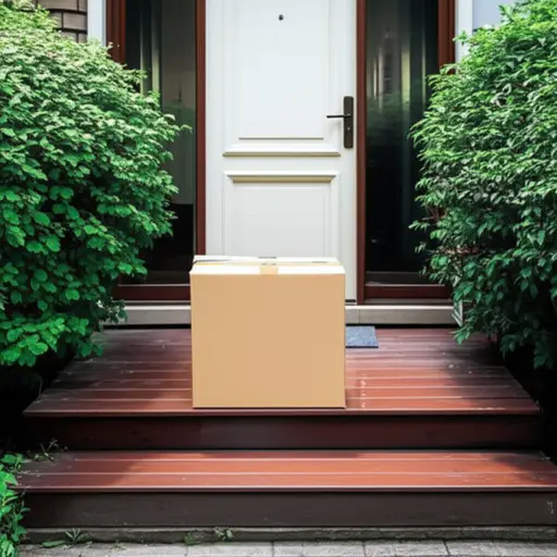 我请他们把包裹放在前门的台阶上。