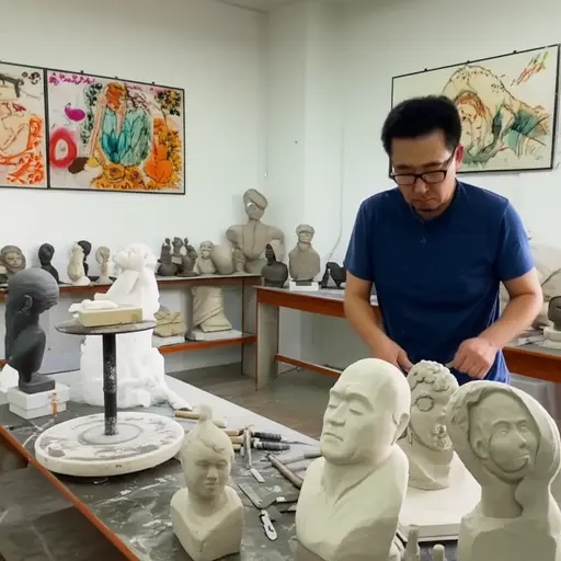 汤姆在艺术学校教雕塑。