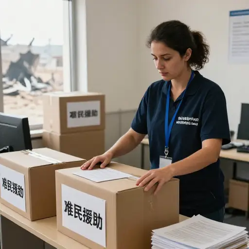 她为一个向来自战乱地区的难民提供援助的组织工作。