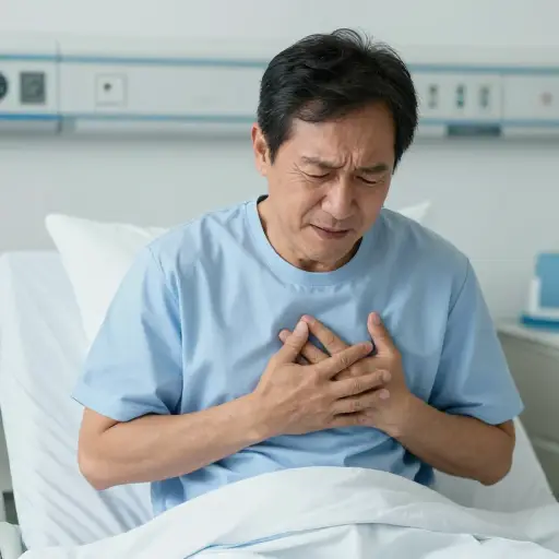 事故后，他的心脏出了问题，很疼痛。