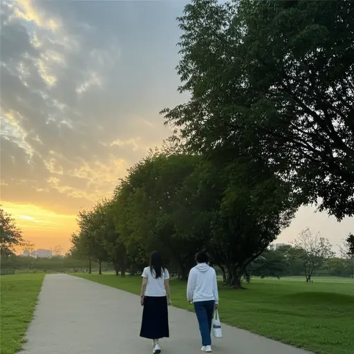 天气预报说傍晚时分天气应该会转晴，所以我们还是可以去散步。