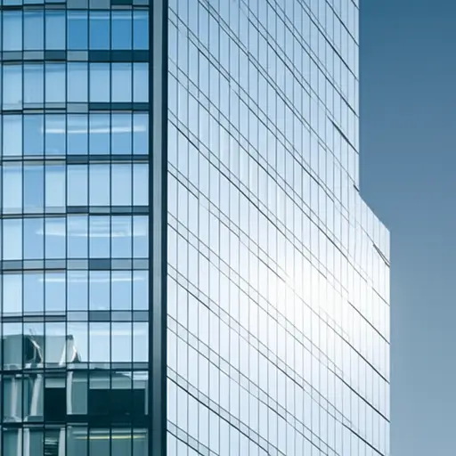 现代建筑经常使用玻璃和钢材。