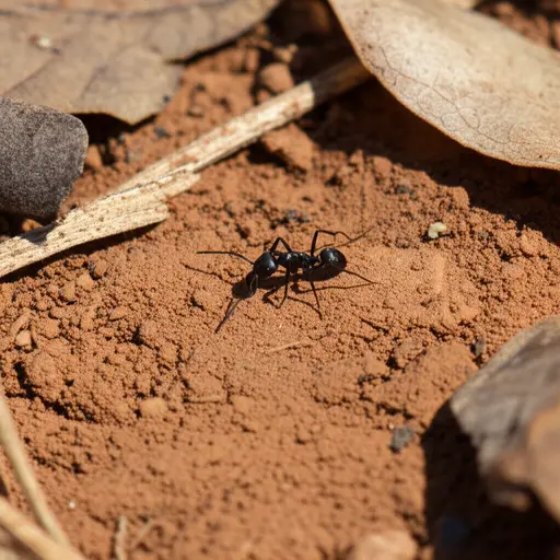 我看到一只蚂蚁在地上爬。