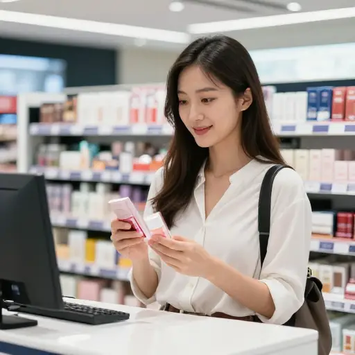 她在机场买了一些免税化妆品。