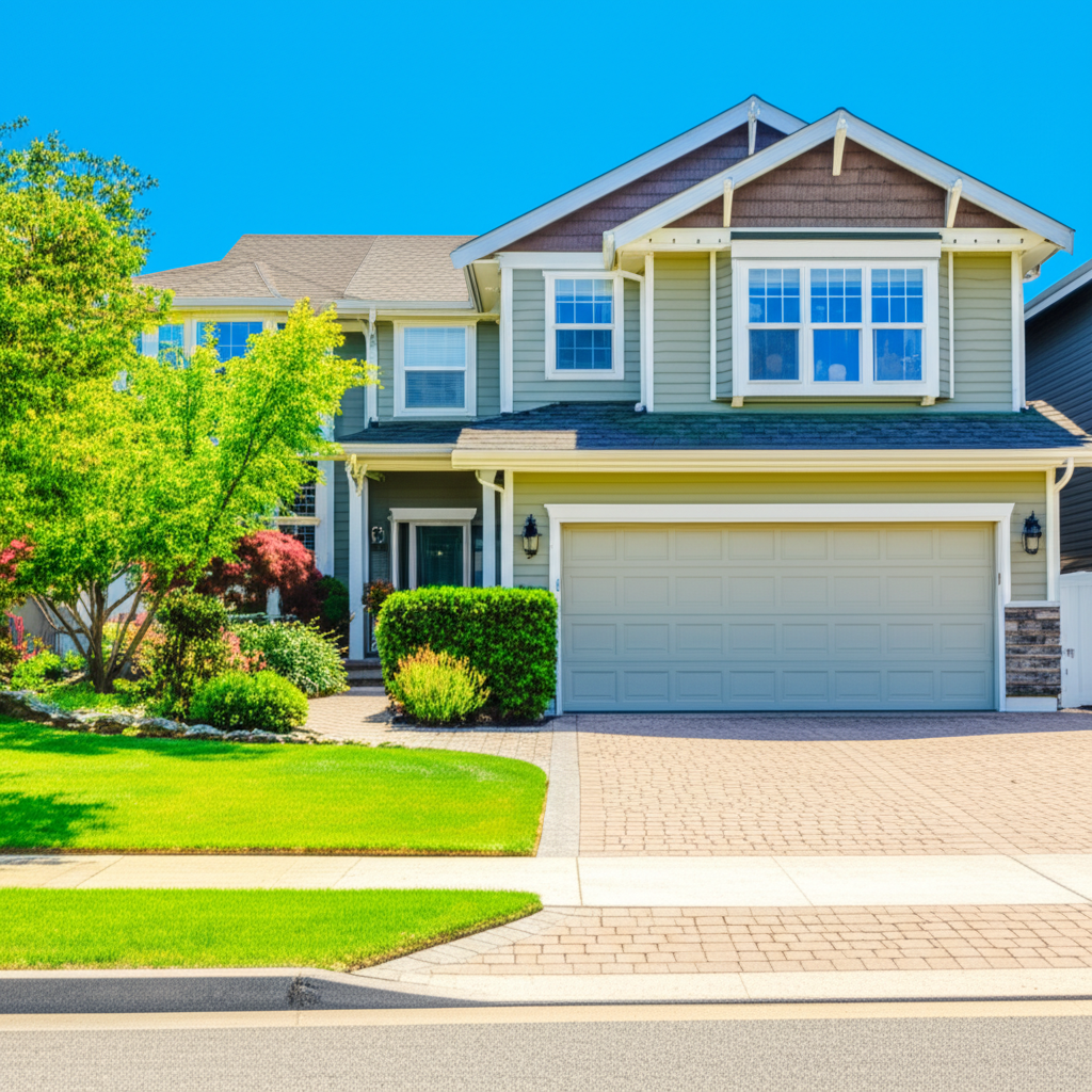 这栋房子有一个很大的车库。