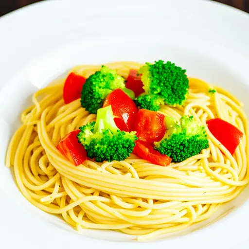 我吃了配西兰花和番茄的意大利面。