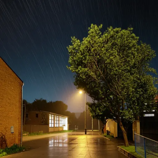 暴风雨导致我们这片地区停电。
