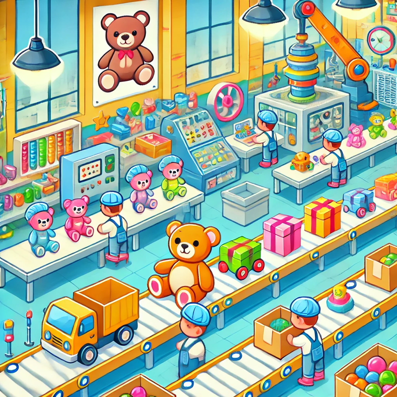 我叔叔是工厂工人。他制造玩具。