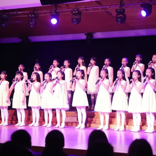 孩子们在演出期间愉快地歌唱。