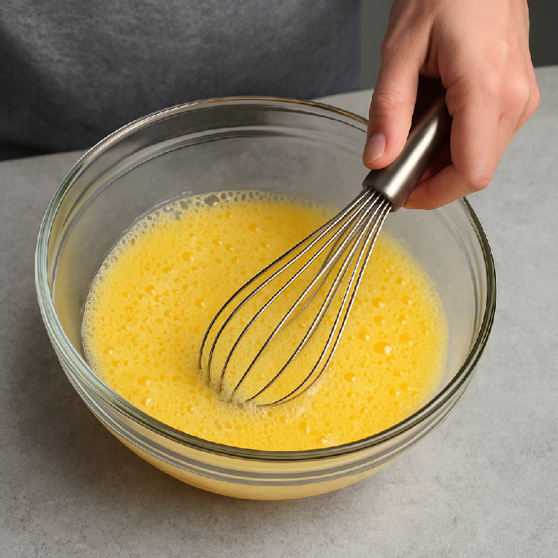 把鸡蛋搅拌到起泡。