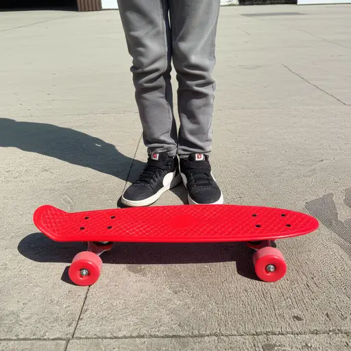 我哥哥的滑板是红色的。