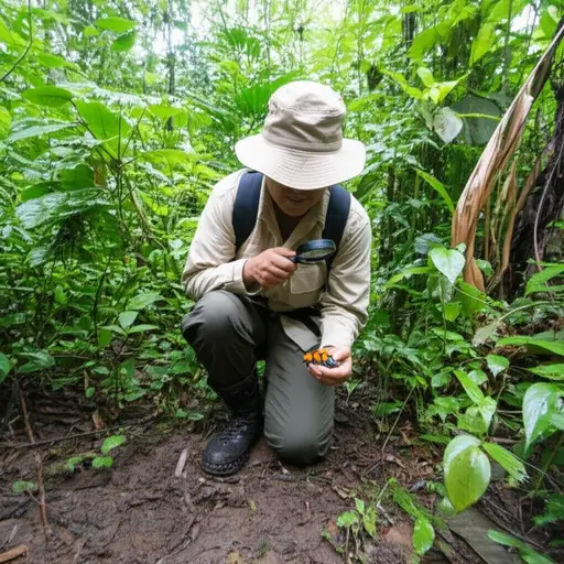 科学考察队在雨林中发现的新物种。
