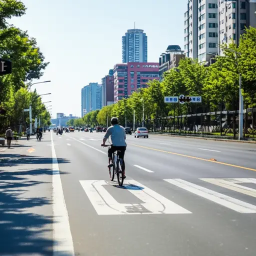 周末时，这条主干道是专供骑行者和行人使用的。