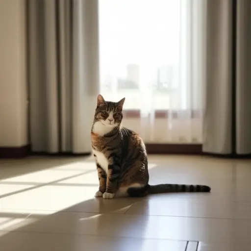 那只猫一整天都自己待在家里。