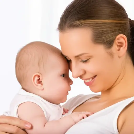 婴儿把头靠在她的肩膀上。