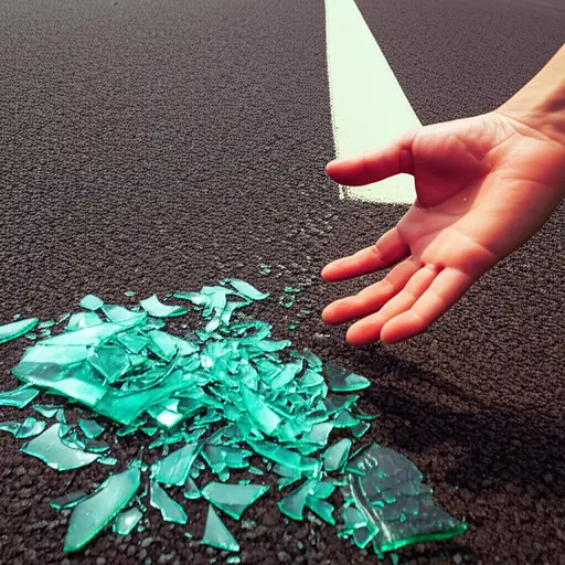 罐子从我手中滑落，在人行道上摔得粉碎。