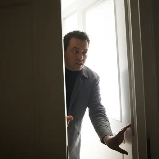 他拼命想从房子里出来。