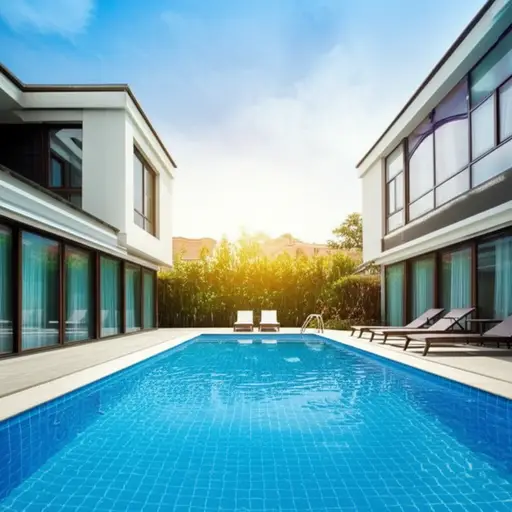 他们的房子有自己的游泳池。