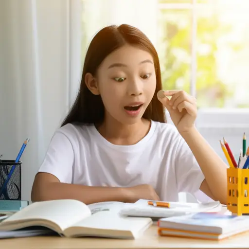 她在考试前找到了幸运硬币。