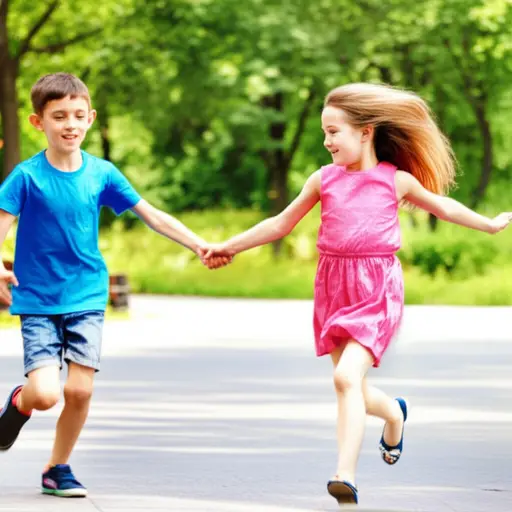 我追着她跑，最终赶上了她。