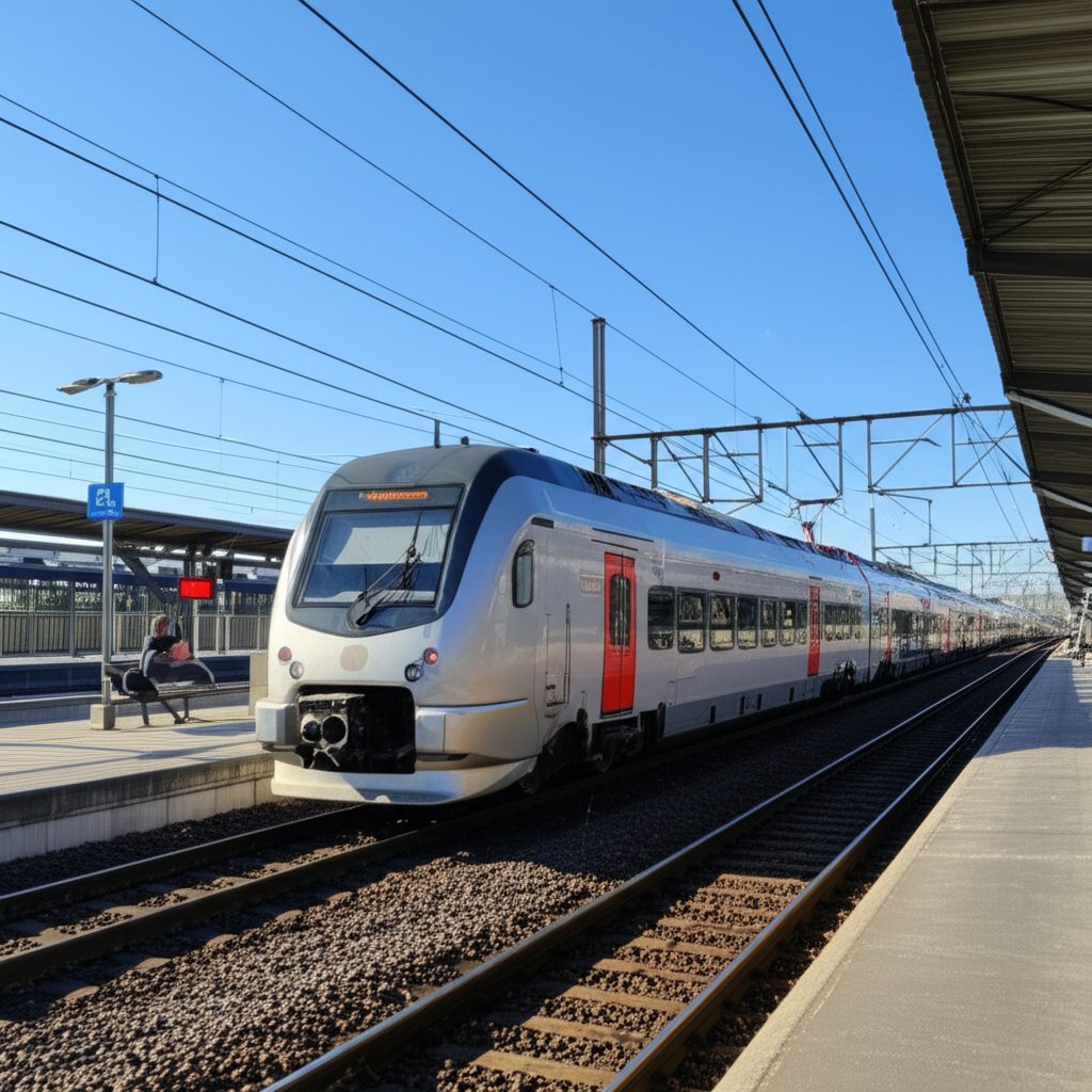 火车停在站台上。